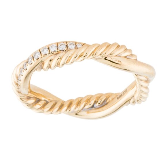 DAVID YURMAN 18K 750 YELLOW GOLD  DIAMOND PETITE INFINITY BAND RING - Picture 2 of 8